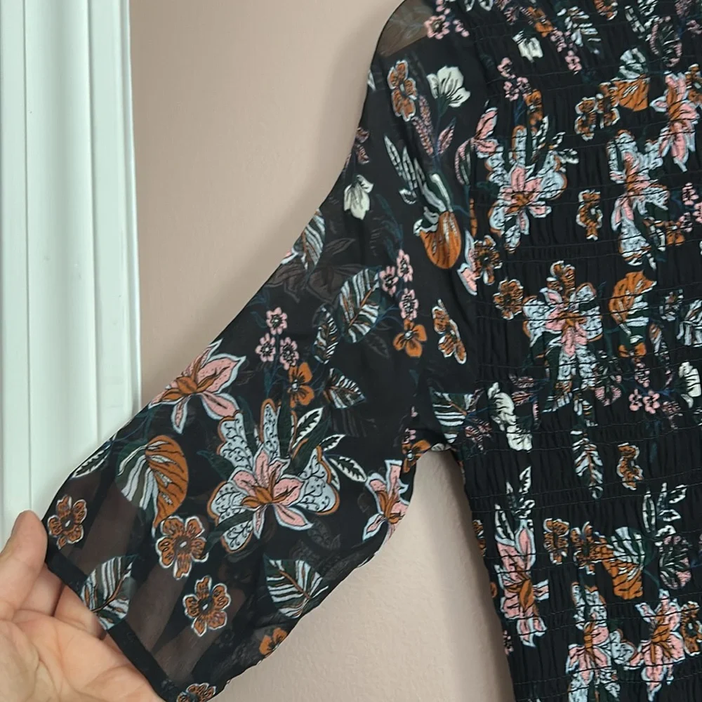 Veronica Beard Gabi Floral Smocked Dress Black Size 2 (XS) - Picture 5 of 13